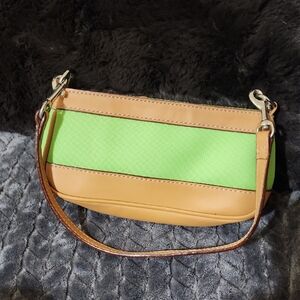 Mulholland Leather Lime Green Mini Purse Clutch Wristlet Wallet
